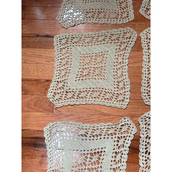 Set of 6 Handcrafted Beige Crochet Cotton Lace Doilies Home Decor 10"x11" - Picture 4 of 11